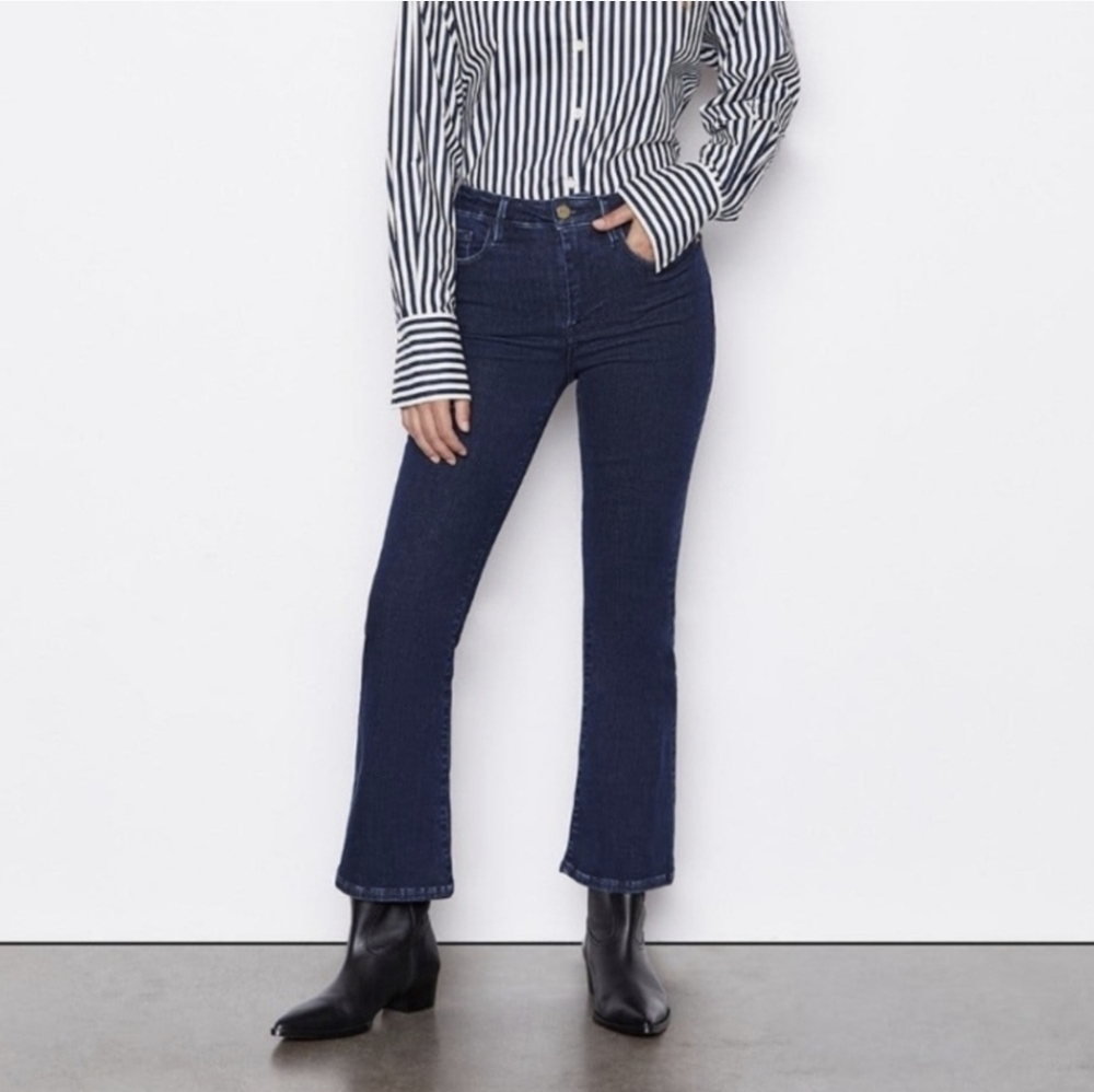 Frame Denim Le One Crop Mini Boots Classic Blue Women's Travel Jeans Sz 2 30-34